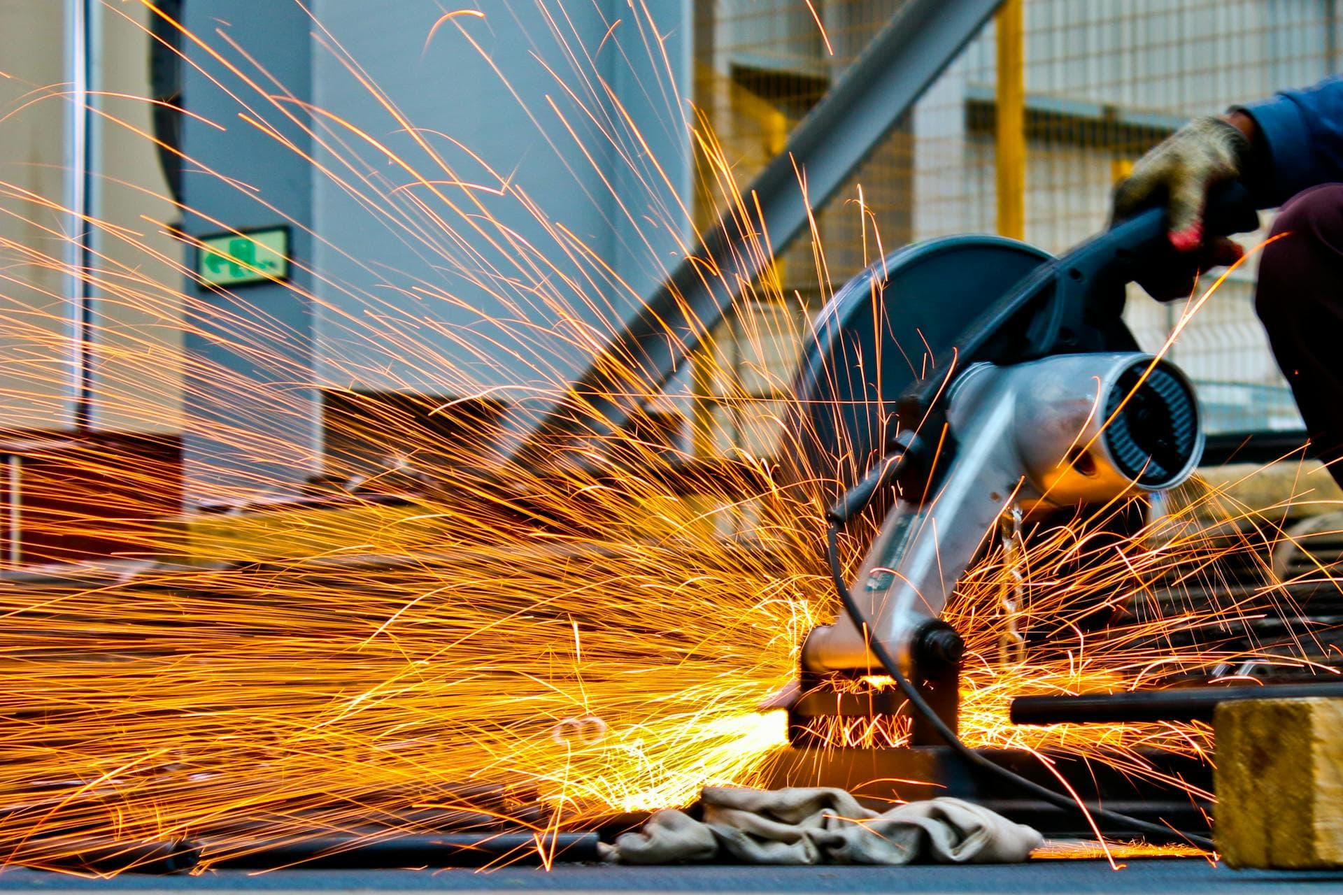 Steel work with sparks flying